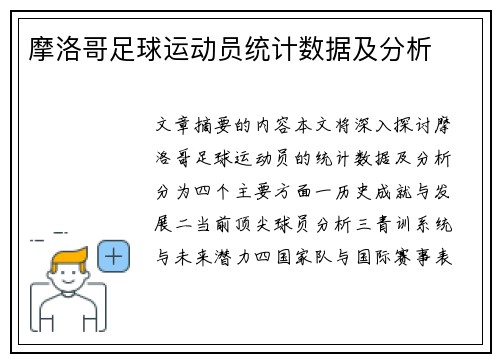 摩洛哥足球运动员统计数据及分析